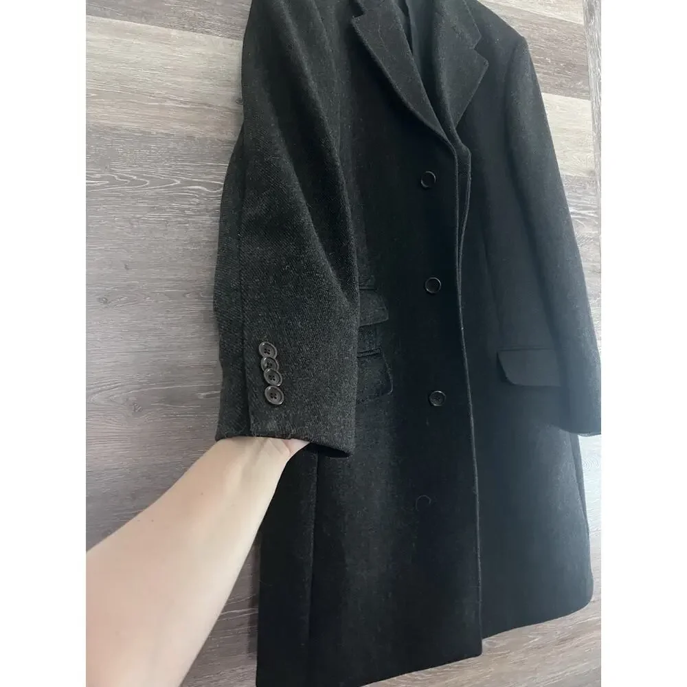 Banana Republic Parka Wool Coat Long Black Men's Large Pockets